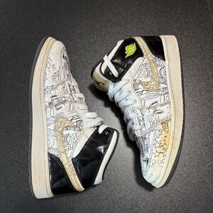 Nike Air Jordan 1 Mid SE DIY Black Graffiti DC4099-100 youth 6.5 white sneakers